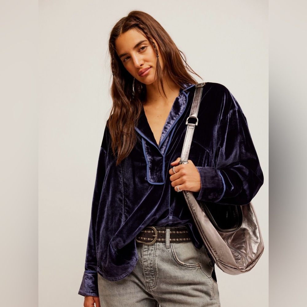 We The Free Luxy Solid Velvet Shirt